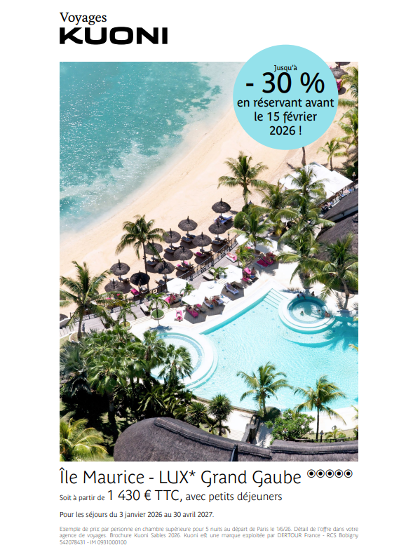 Offre H&ocirc;tel Lux Bel Mare Ile Maurice
